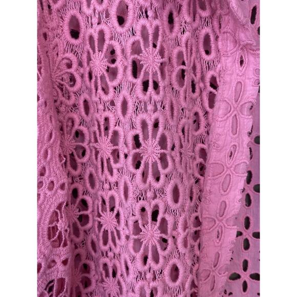 Free People Shirt Womens Small Pink Yesenia Shacket Casual Crochet Festival Top - Picture 10 of 11